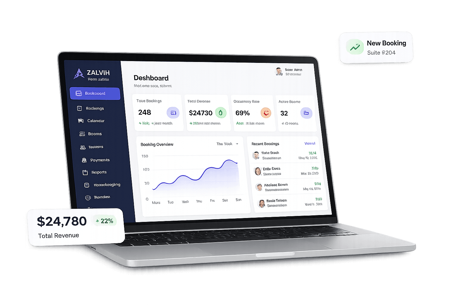 Zalvih analytics dashboard preview