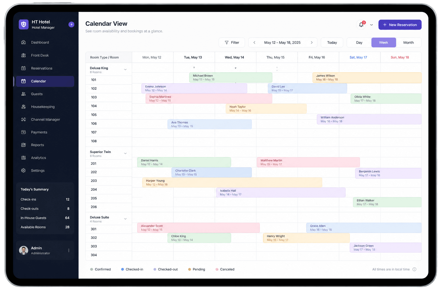 Calendar view detailed preview